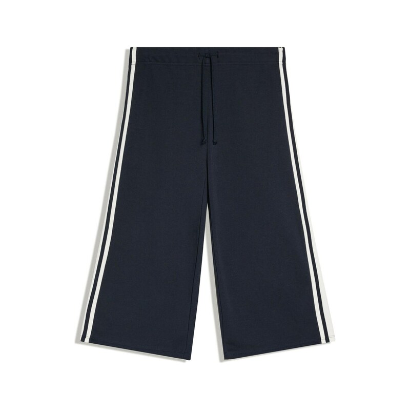 Bershka Kalhoty námořnická modř / bílá