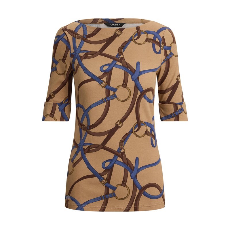 Lauren Ralph Lauren Tričko velbloudí / safírová / hnědá / tmavě