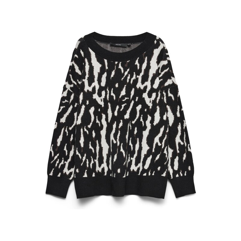 VERO MODA Svetr VMNANCY starobéžová / černá