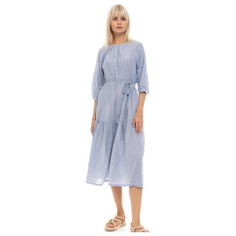 Pink Label Letní šaty BEACHWEAR BLUE STRIPE LONG modrá