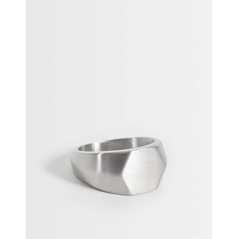 ASOS DESIGN waterproof stainless steel hexagonal signet ring in