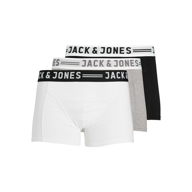JACK & JONES Boxerky Sense šedý melír / černá / bílá