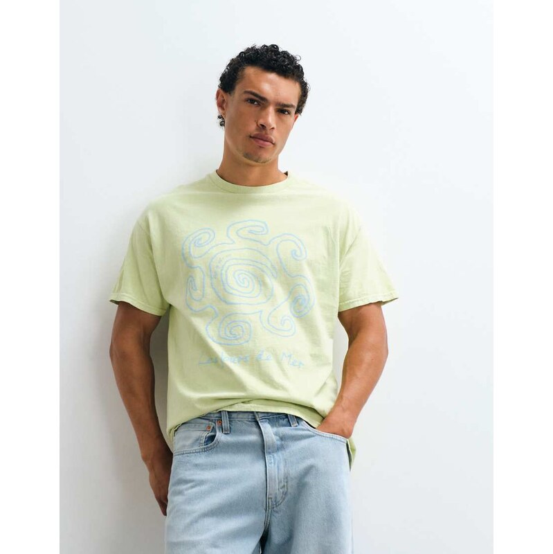 Reclaimed Vintage Unisex jersey tee with summer print in sage