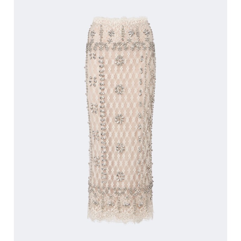 Costarellos Dena embellished lace pencil skirt
