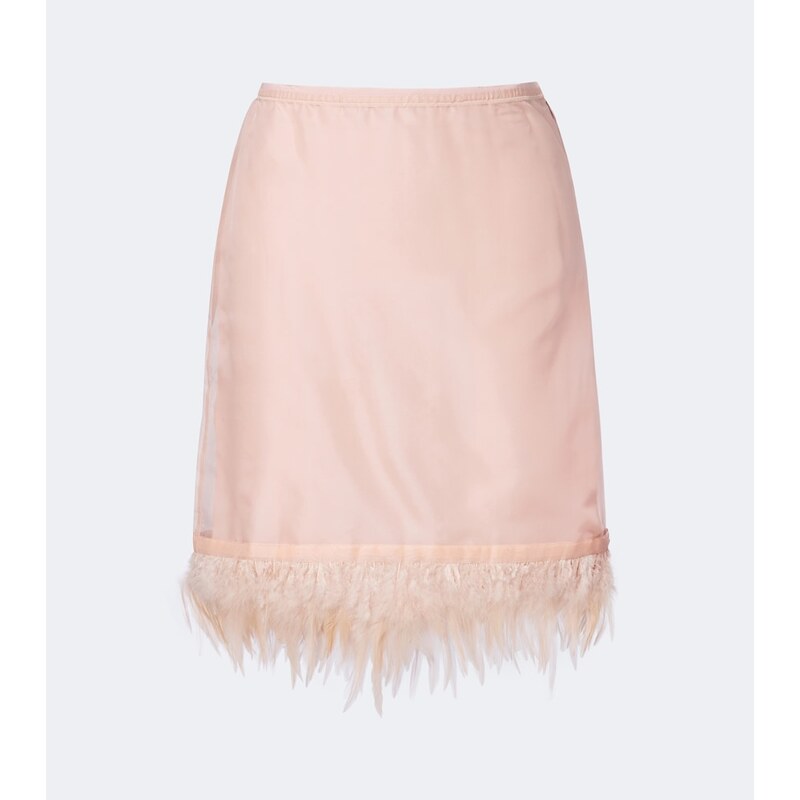 Staud Lark feather-trimmed silk miniskirt