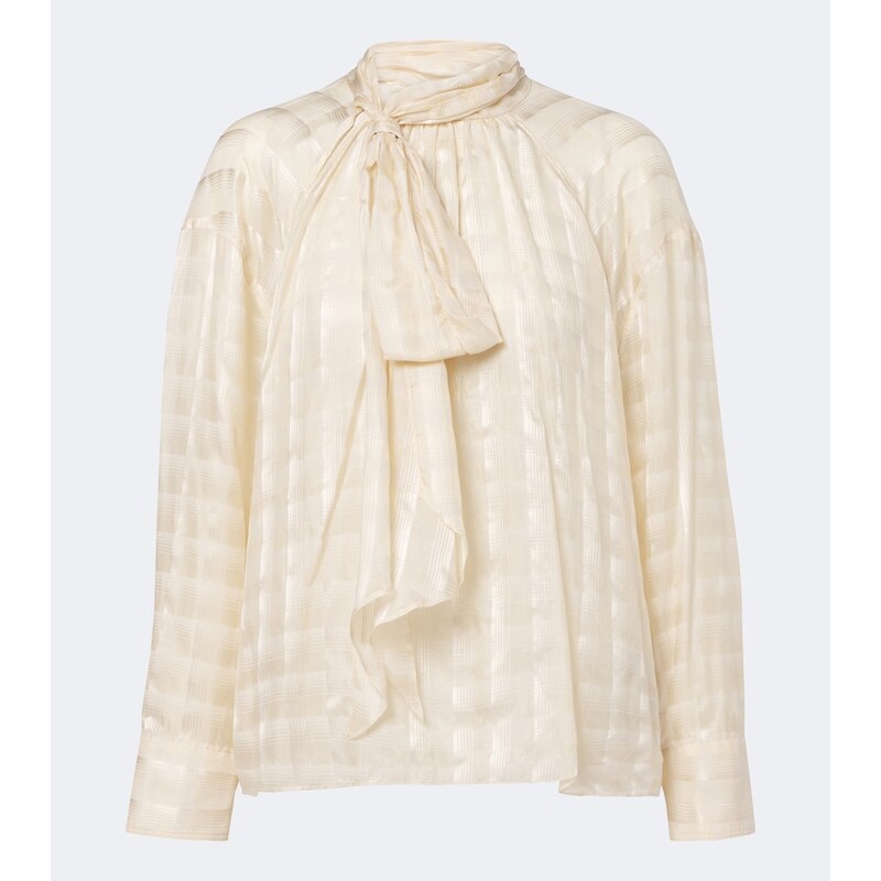 Dorothee Schumacher Airy Check tie-neck cotton and silk blouse
