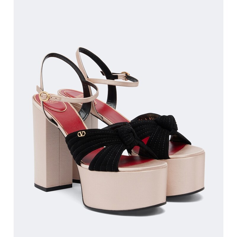 Valentino Garavani Crasher satin-trimmed suede platform sandals