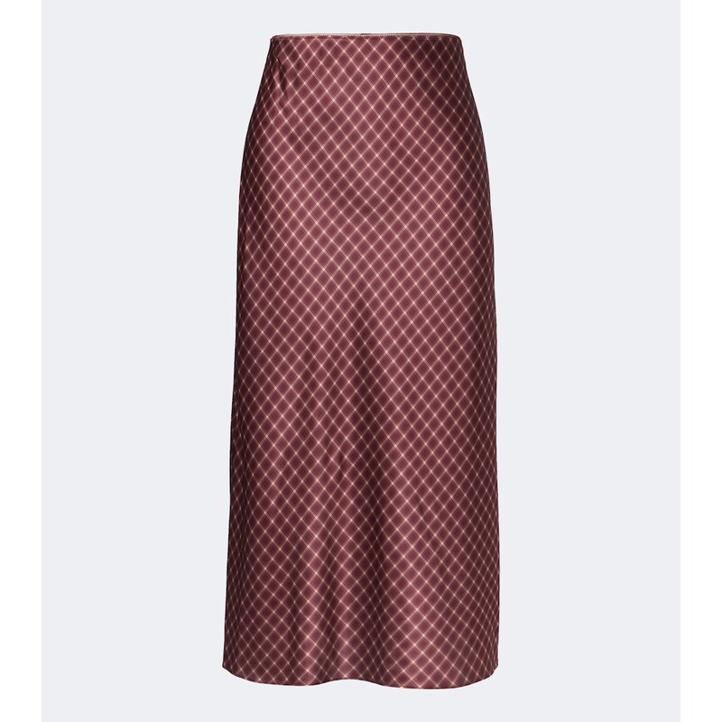 Vince Plaid satin midi skirt