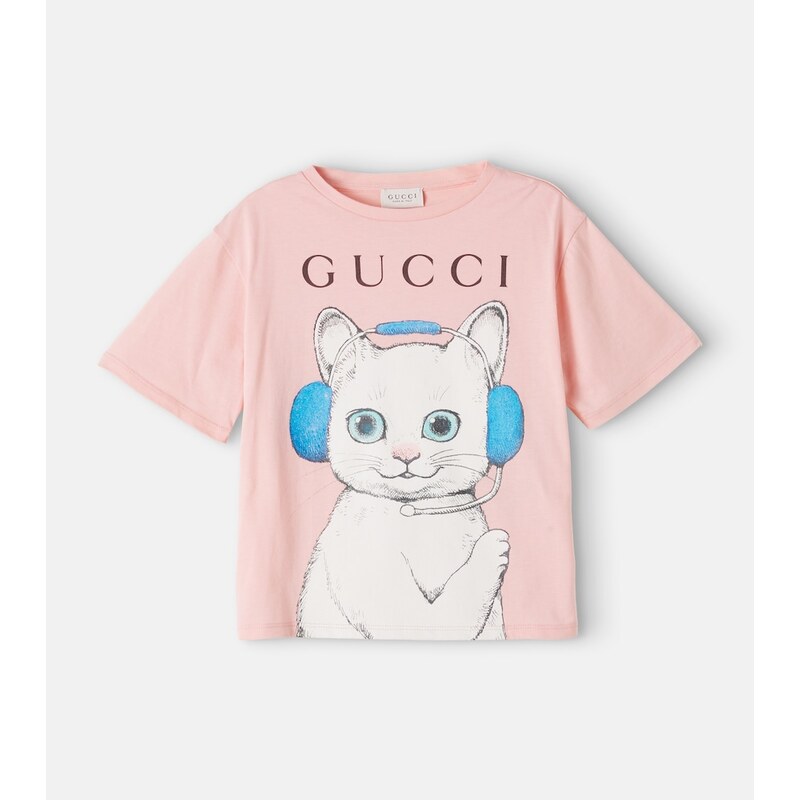 Gucci Kids Logo printed cotton jersey T-shirt