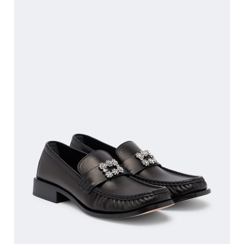 Roger Vivier Viv Moc embellished leather loafers