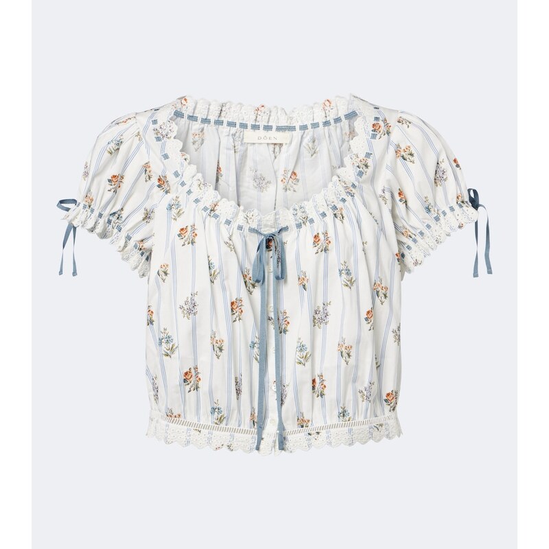 Dôen Nera embroidered printed cotton top