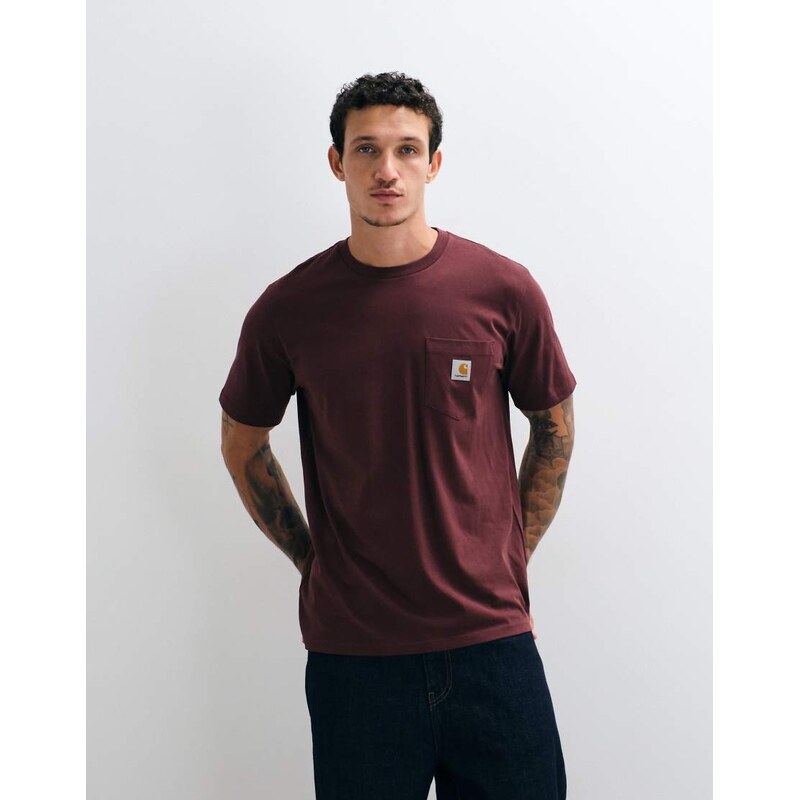 Carhartt WIP Pocket t-shirt in dark burgundy-Red