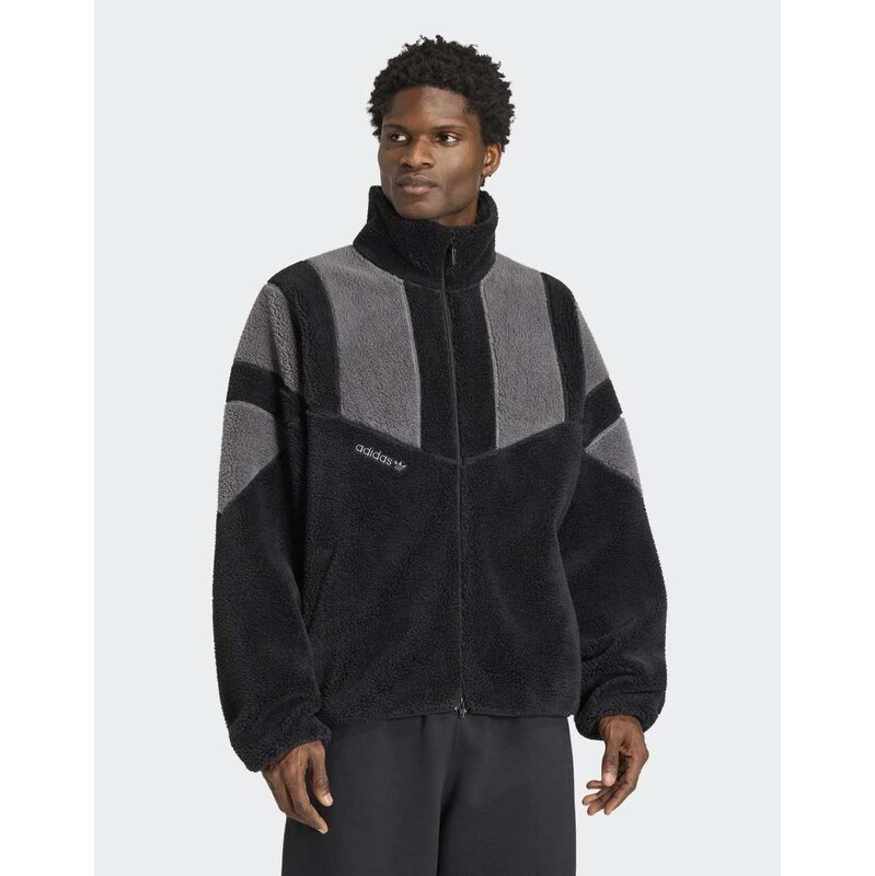 adidas Originals Adicolor blocked fleece track top in black