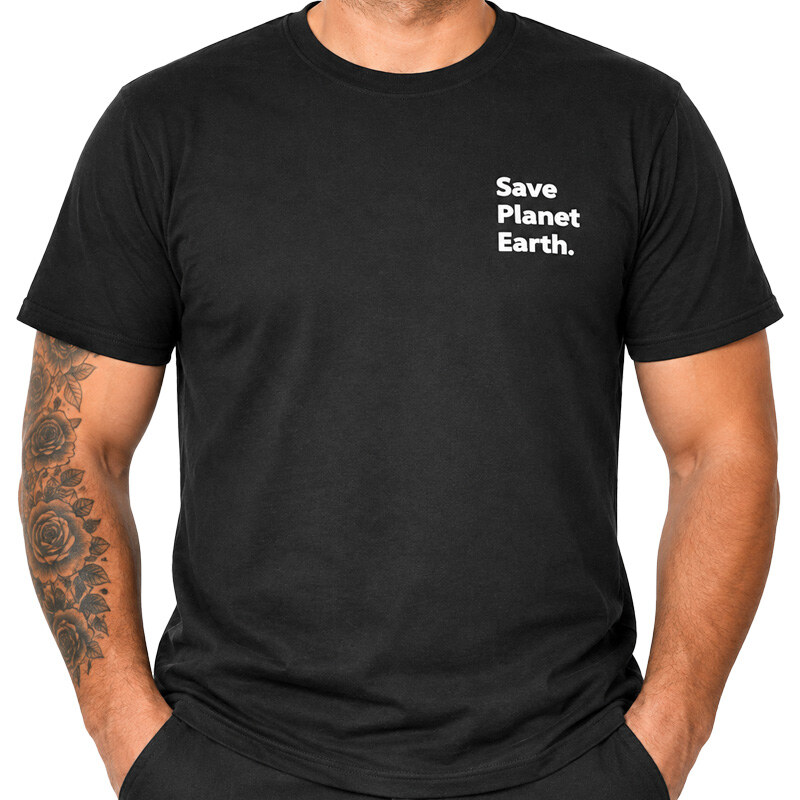 TifanTEX Černé triko Save Planet Earth