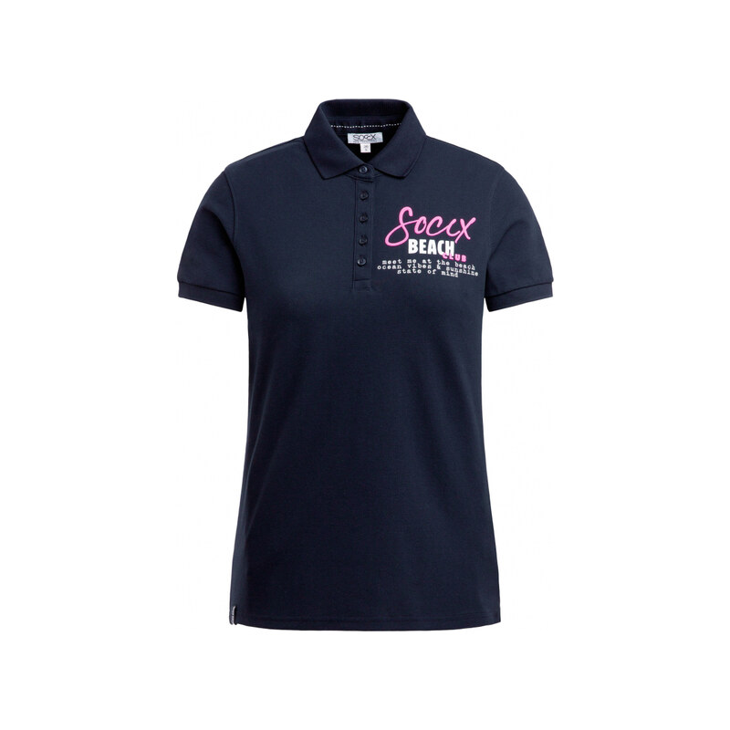 SOCCX Basic polo tričko z pike s potiskem na zadech