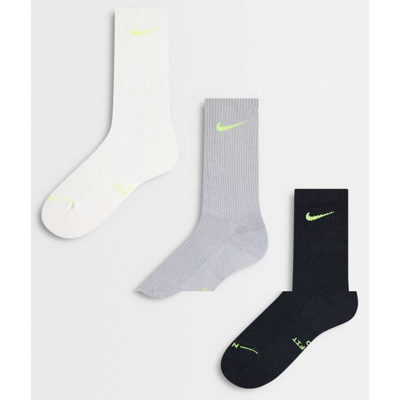 Nike Everyday Elevate 3 pack crew socks in neon multi