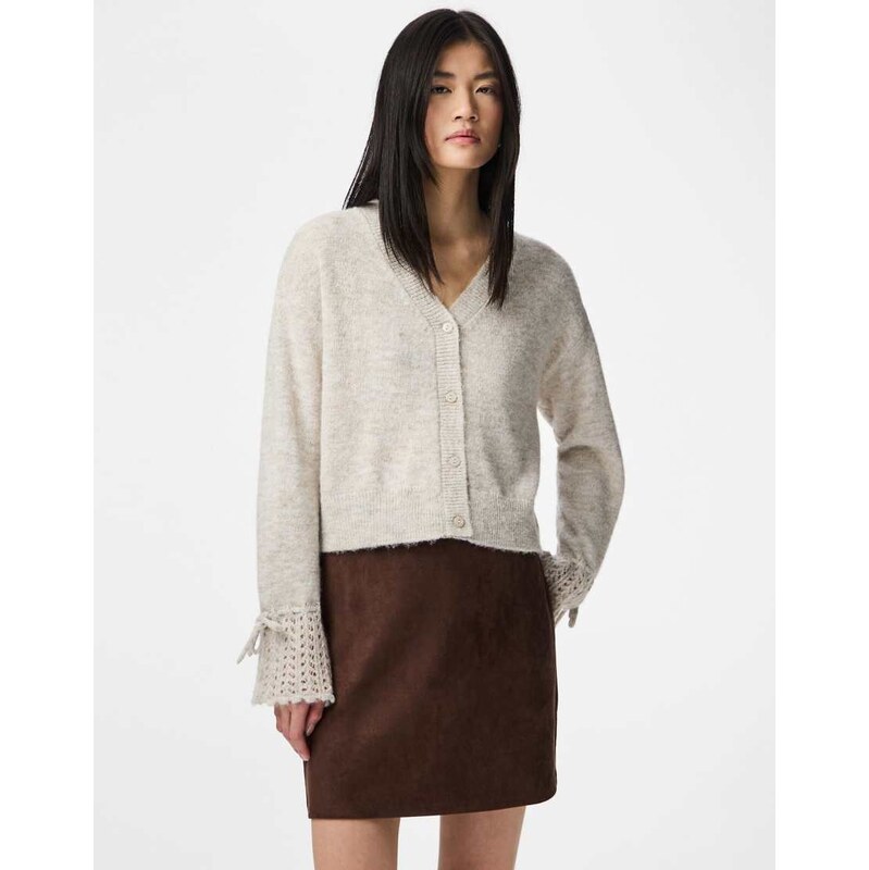 Pieces Knitted cardigan in dove-Grey