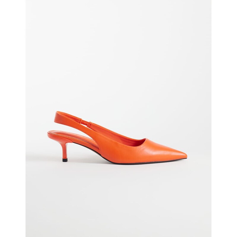 ASOS DESIGN Signature kitten heeled shoes in orange
