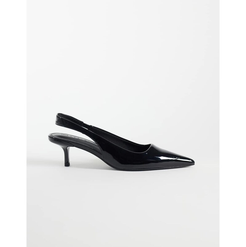 ASOS DESIGN Signature kitten heeled shoes in black patent