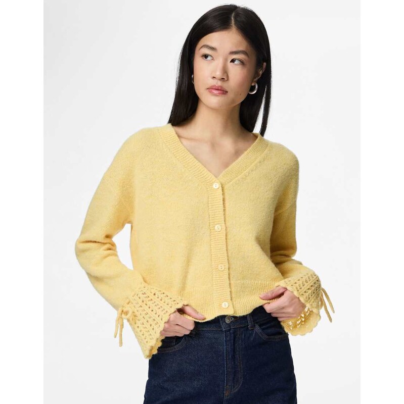 Pieces Knitted cardigan in french vanilla-Neutral
