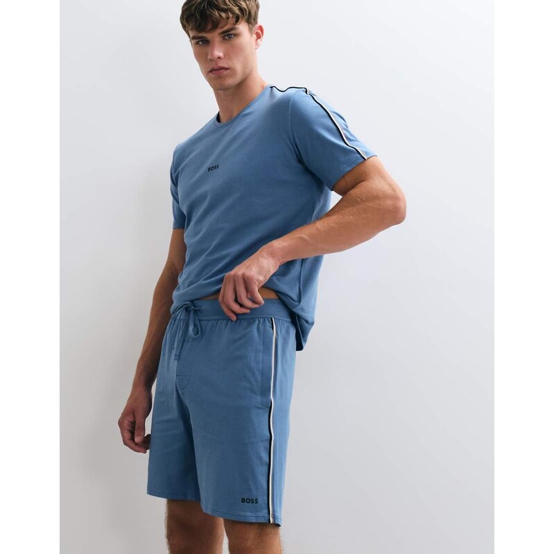 BOSS Bodywear Unique co-ord shorts with logo print in blue
