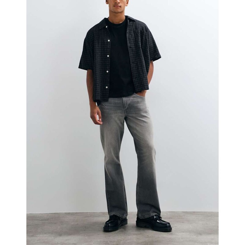 Weekday Mercury relaxed fit bootcut flare jeans in grey with
