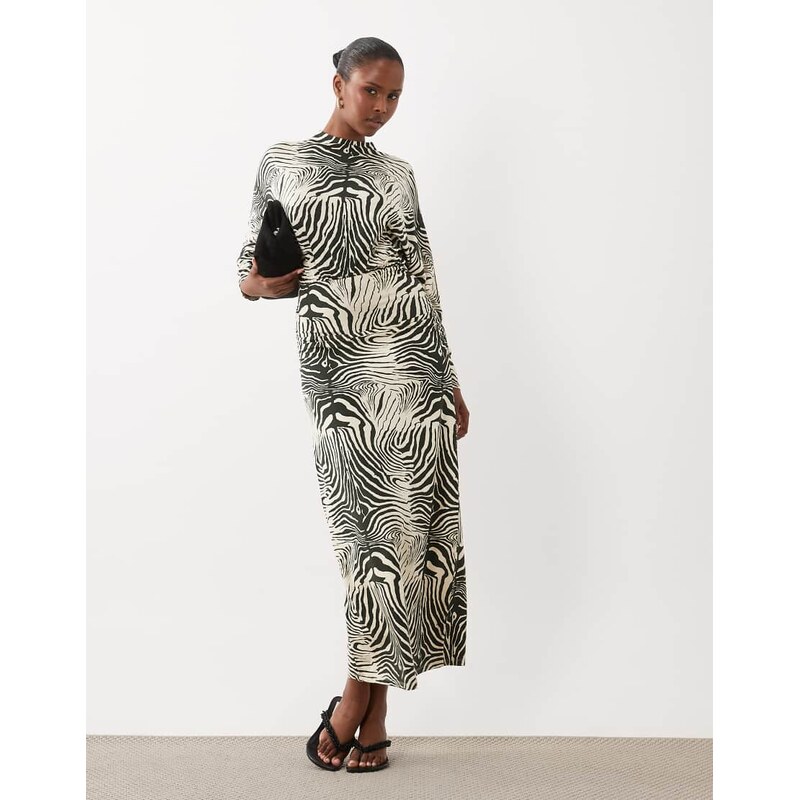 ASOS DESIGN batwing zebra print maxi dress-Multi