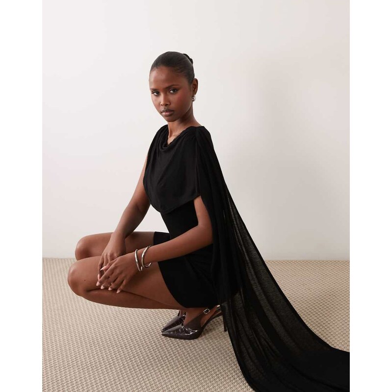 Gina Tricot cape mini dress in black