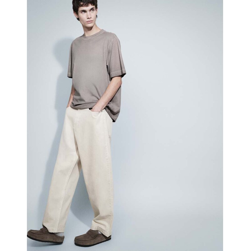 Abercrombie & Fitch premium heavyweight t-shirt in washed brown