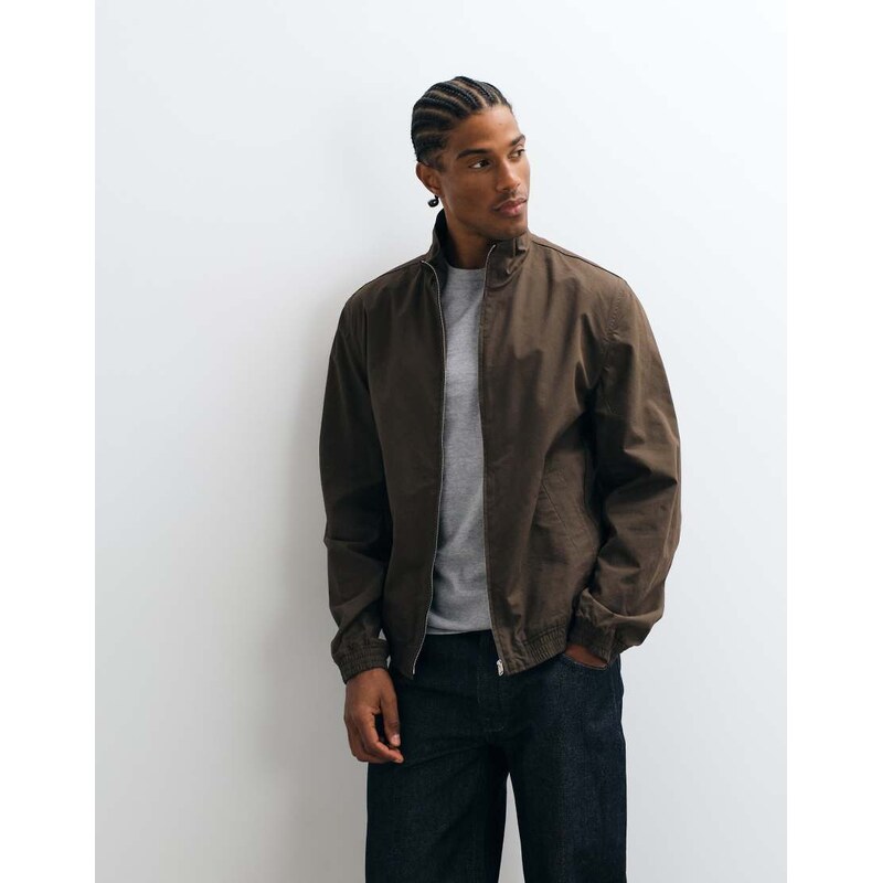 Mango funnel neck jacket in brown