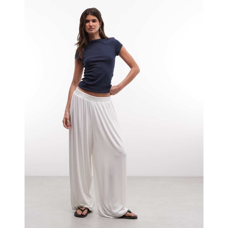 ASOS DESIGN Wide leg jogger in ecru-White