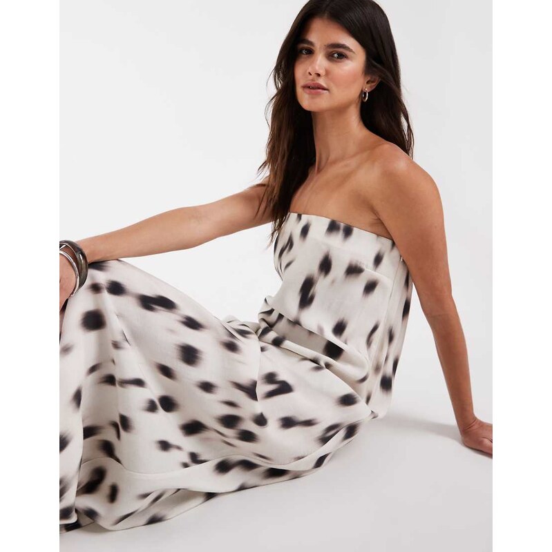ASOS DESIGN bandeau sheer maxi dress in animal print-Multi
