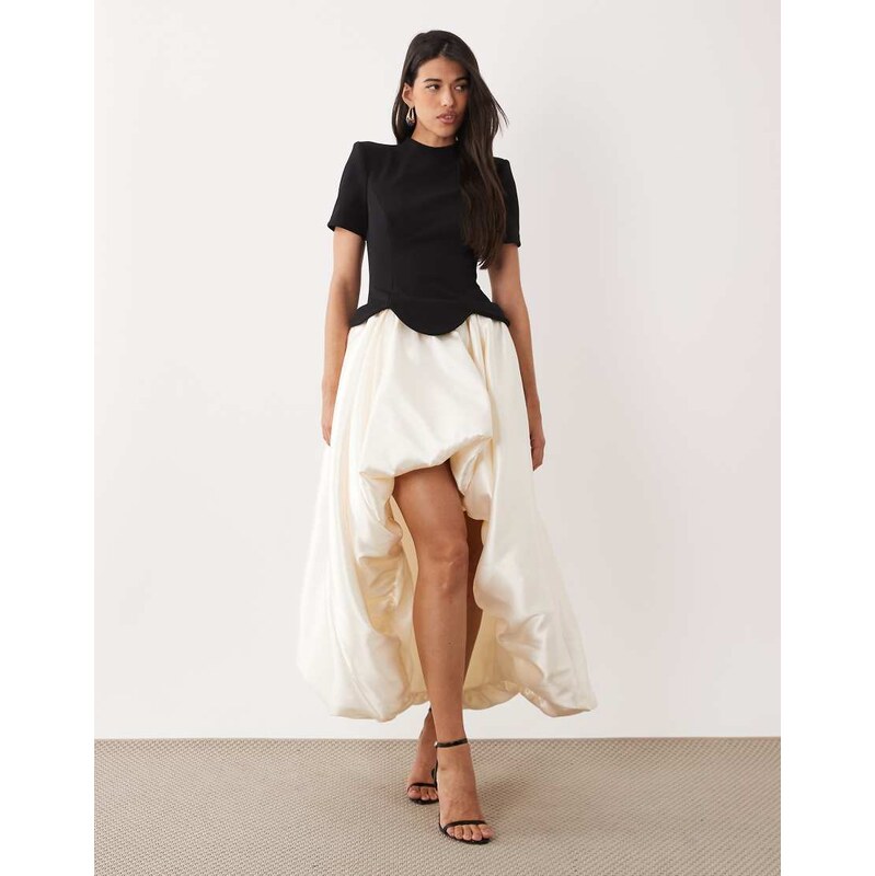 ASOS LUXE structured bodice bubble hem dress-Multi