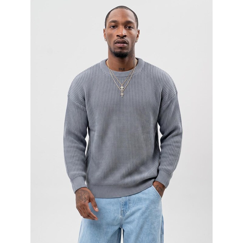 Pánský oversize svetr šedý Jigga Wear