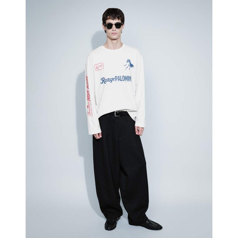 ASOS DESIGN smart wide barrel leg trousers in black microtexture