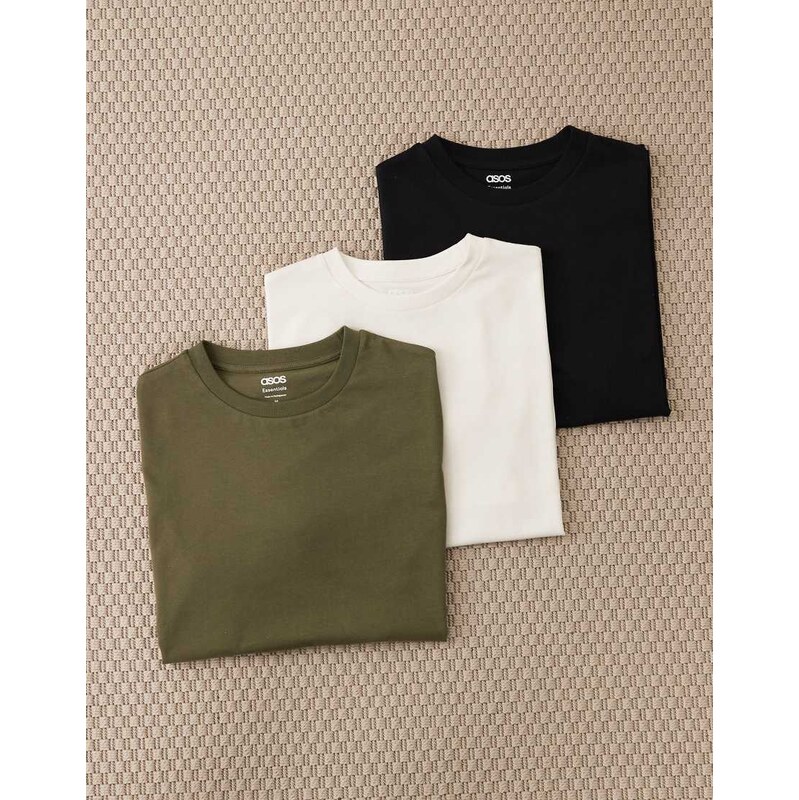 ASOS DESIGN Essentials 3 pack regular fit t-shirt in multi