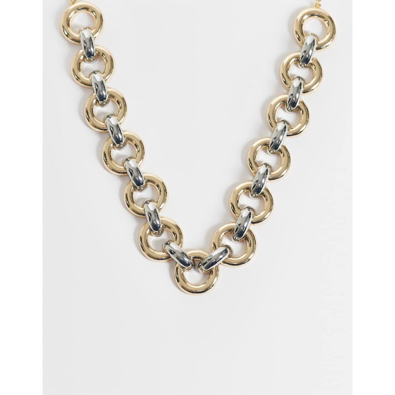 Reclaimed Vintage mixed metal chunky neckchain in gold