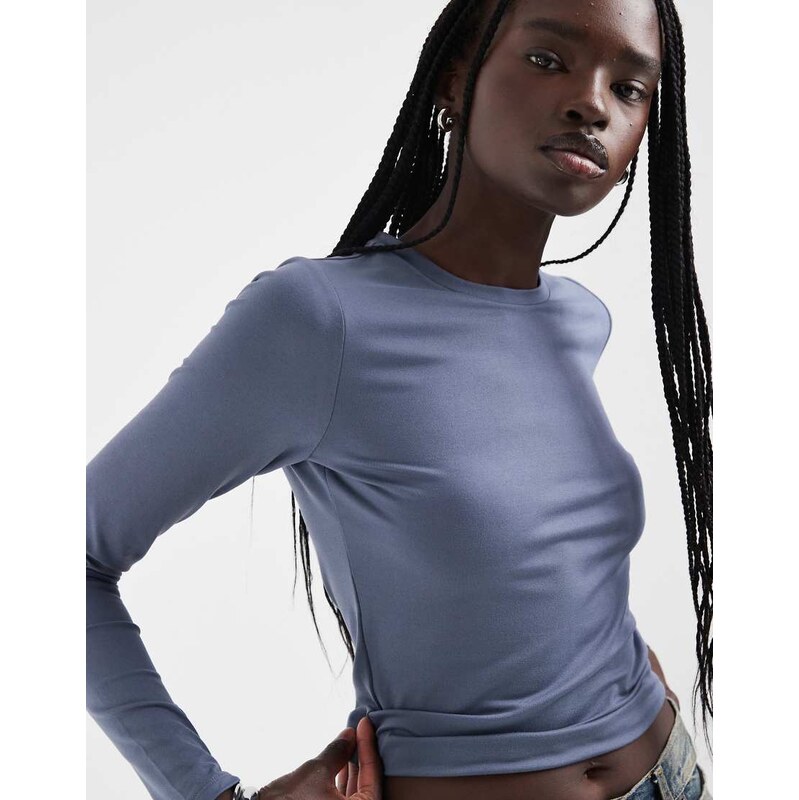 Hollister seamless long sleeve top in blue