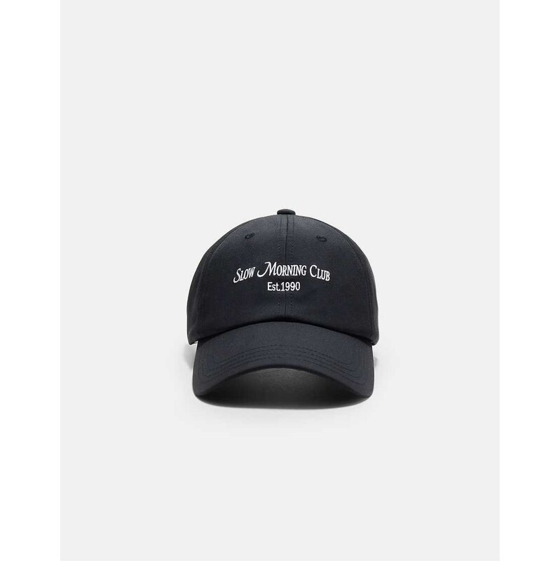 Stradivarius Sporty embroidered cap in black