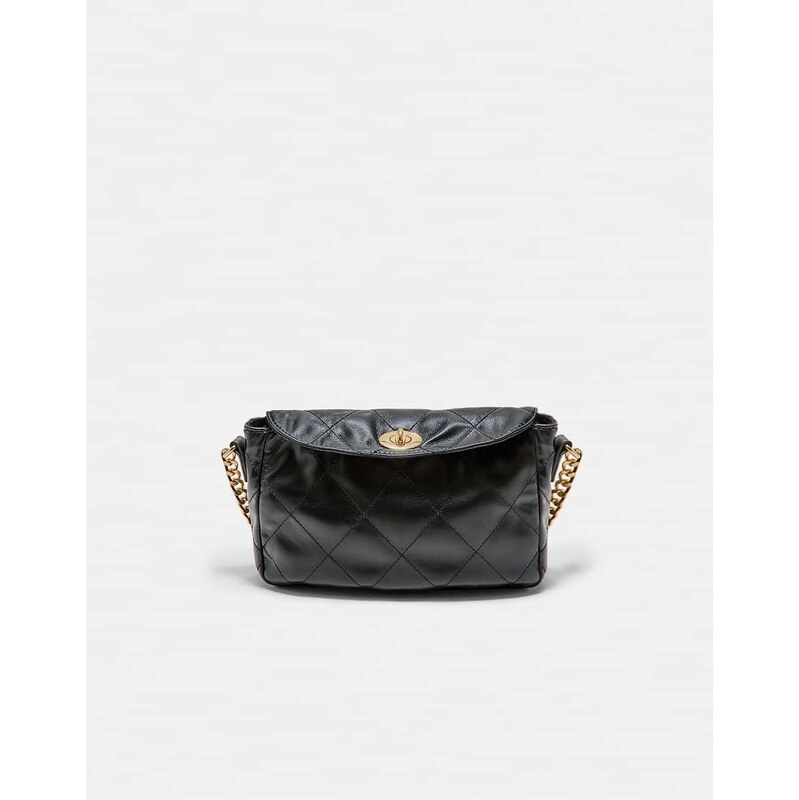Stradivarius Quilted chain shoulder bag in black