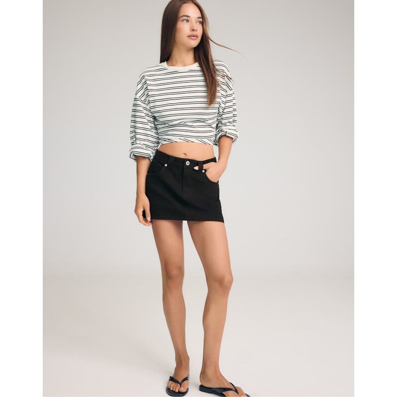 Stradivarius D62 denim skort in black