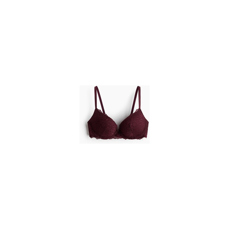 H&M - Krajková super push-upka - Vínová