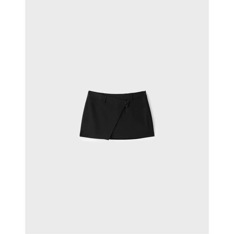 Stradivarius Crossover mini skort in black