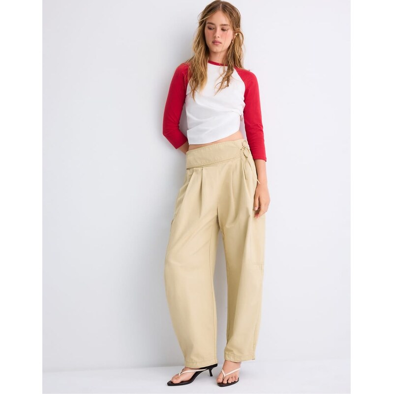 Stradivarius 3/4 sleeve baseball t-shirt in red