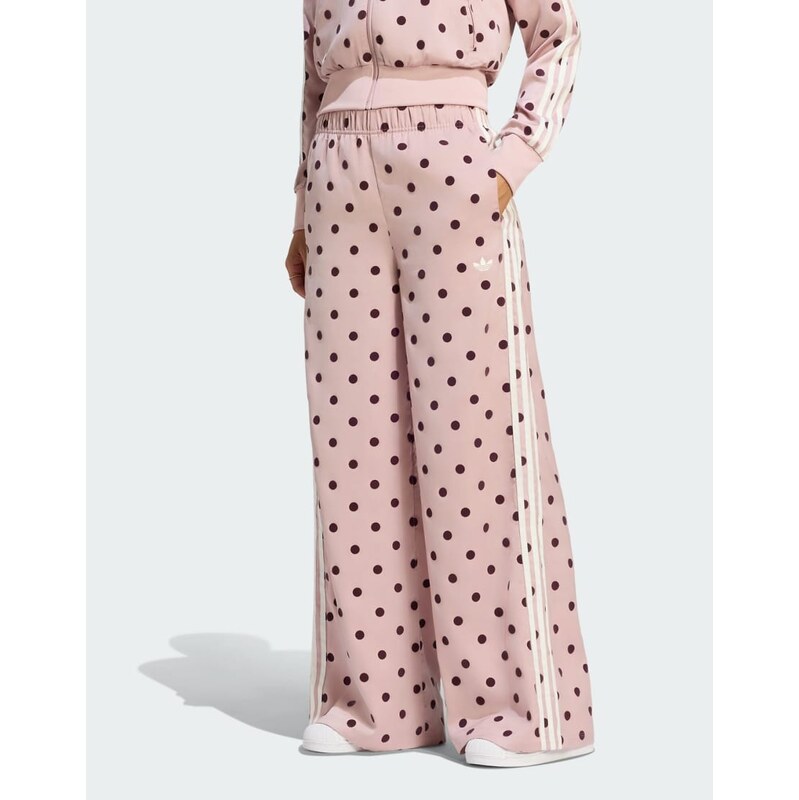 adidas Originals Satin polka dots wide leg pant in dual lilac