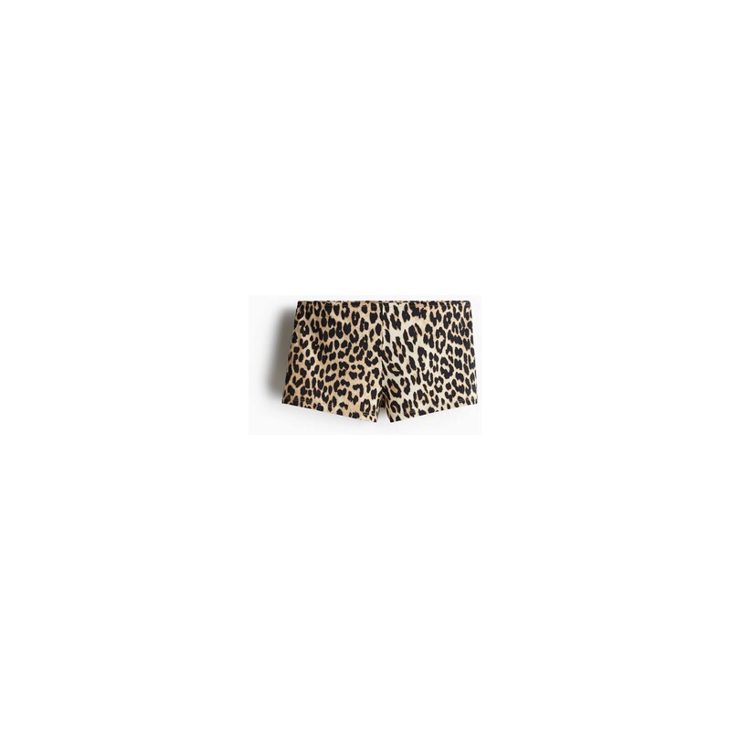 H&M - Jersey šortky hotpants - Béžová/Leopardí Potisk