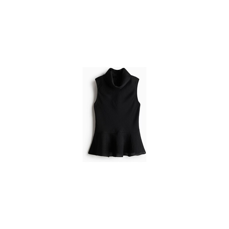 H&M - Top peplums rolákovým límcem - Černá