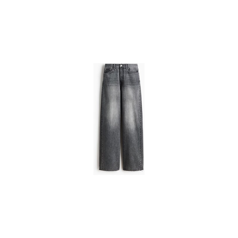 H&M - Straight Regular Waist Jeans - Šedý Denim