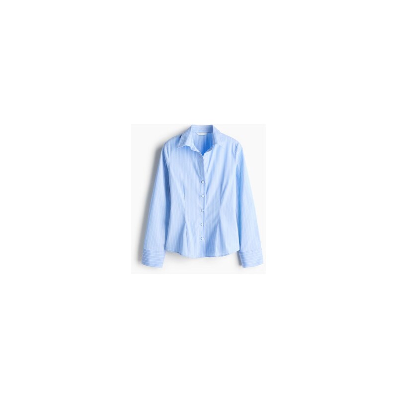 H&M - Přiléhavá košile - Bleděmodrá/Tenký Proužek