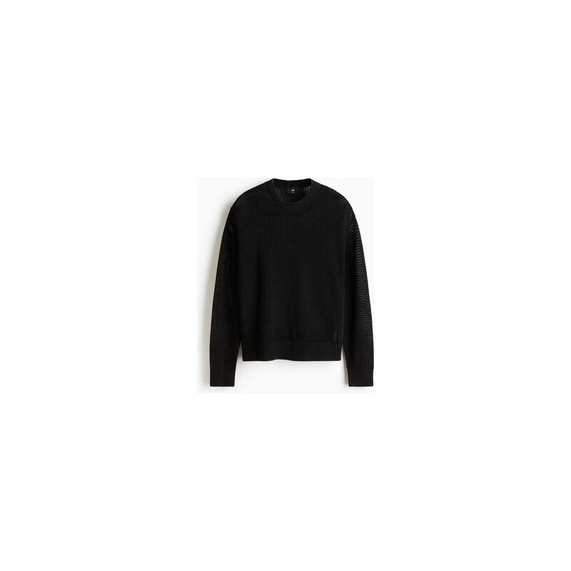 H&M - Bavlněný svetr z dírkovaného úpletu Loose Fit - Černá